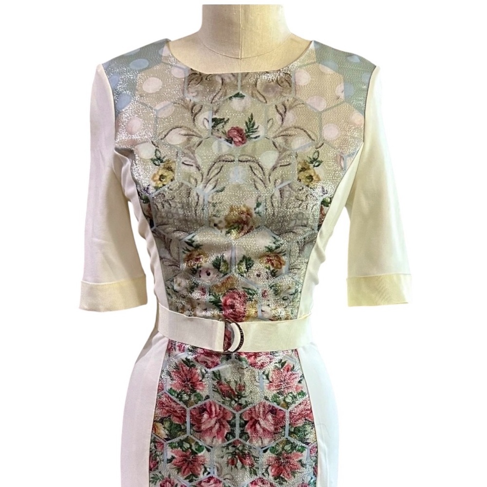 Ted Baker Honeycomb Floral Print White Dress - Picture 3 of 7